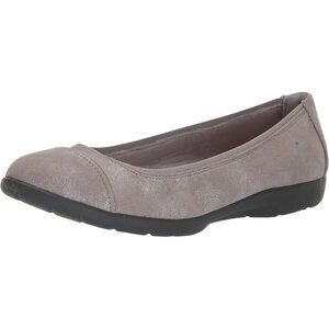 Clarks Womens Pewter Leather Closed Pointed Toe Meadow Opal Ballet Flat Shoes